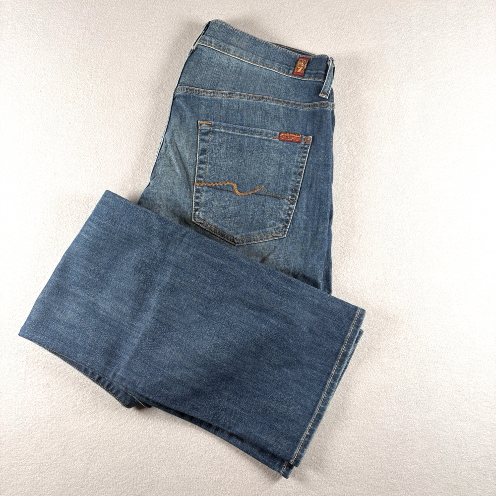 7 For All Mankind Men's Carsen 32 Straight Leg Jeans Medium Wash Denim